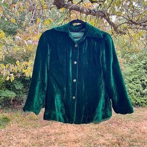 Vintage Emerald Velvet Shirt Jacket